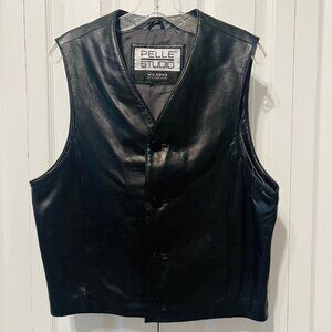 Pelle Studio Wilson's Black Glove Soft Leather Vest-Pockets-Sz M/L-Moto-Dressy